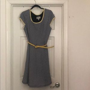 Black and white polka dot dress with hello trim